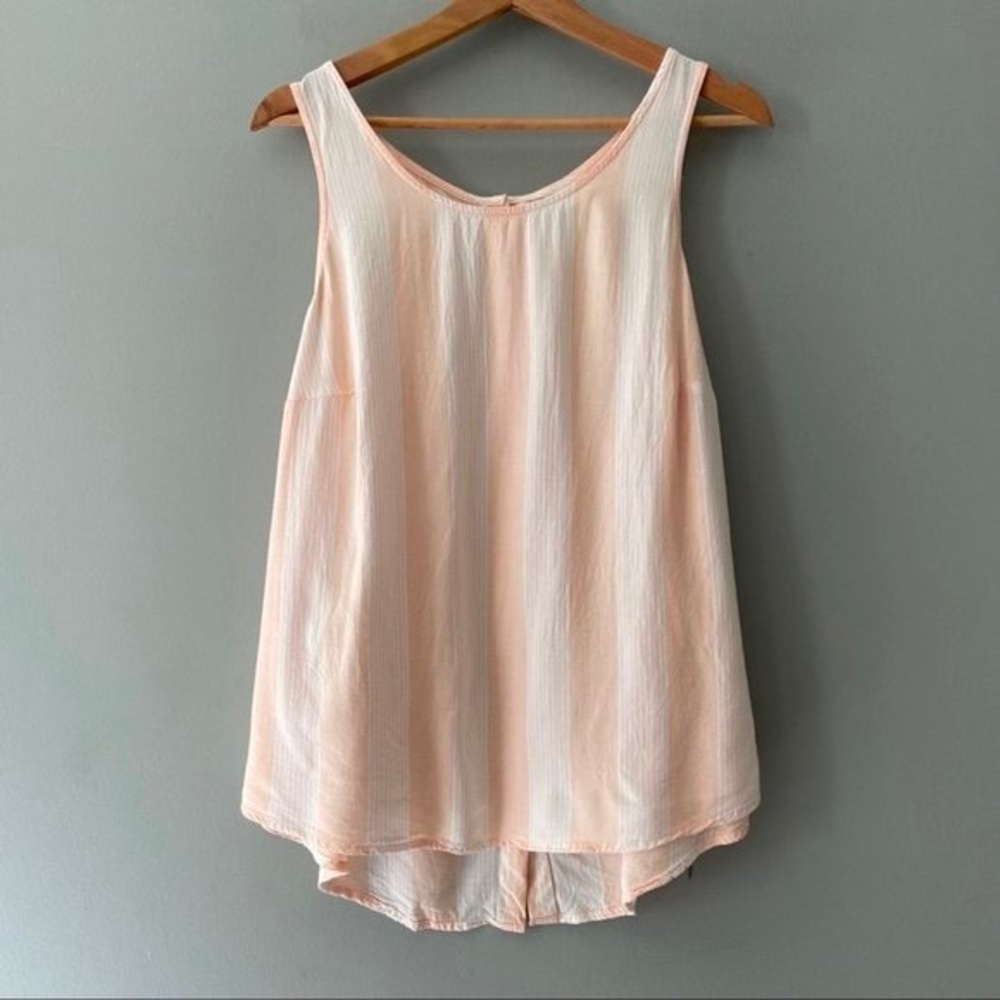 Ava & Viv Peaches & Cream Button Back Striped Tank